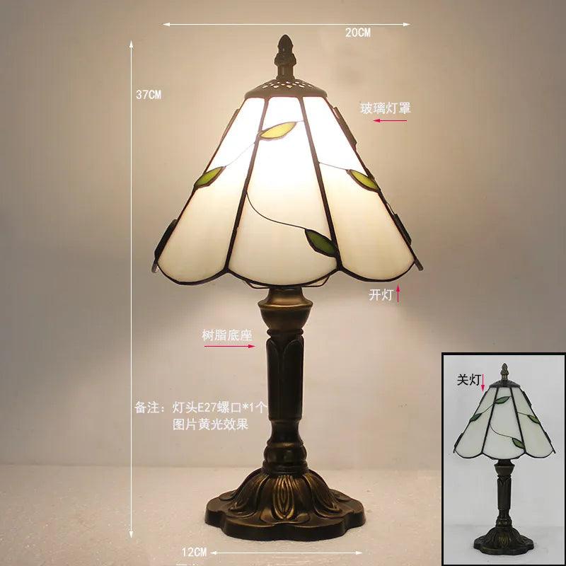 European Tiffany Retro Restaurant Bar Cafe Stained Glass Bedside Bedroom Creative Small Table Lamp E27 AC110V 220V