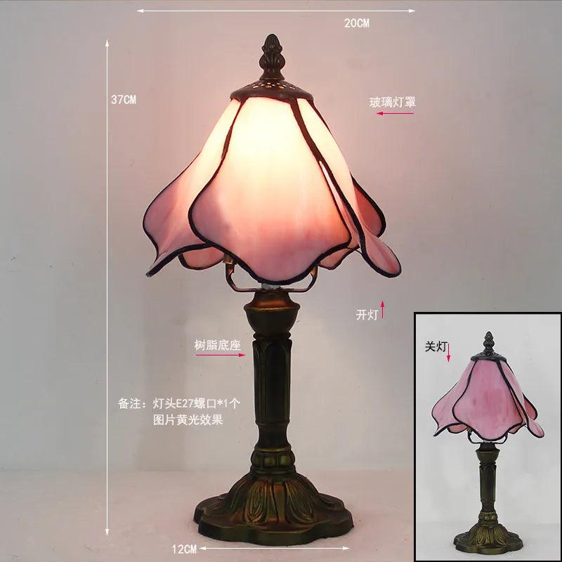 European Tiffany Retro Restaurant Bar Cafe Stained Glass Bedside Bedroom Creative Small Table Lamp E27 AC110V 220V