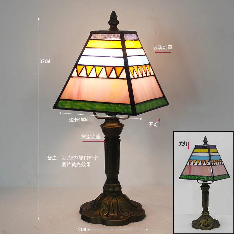 European Tiffany Retro Restaurant Bar Cafe Stained Glass Bedside Bedroom Creative Small Table Lamp E27 AC110V 220V