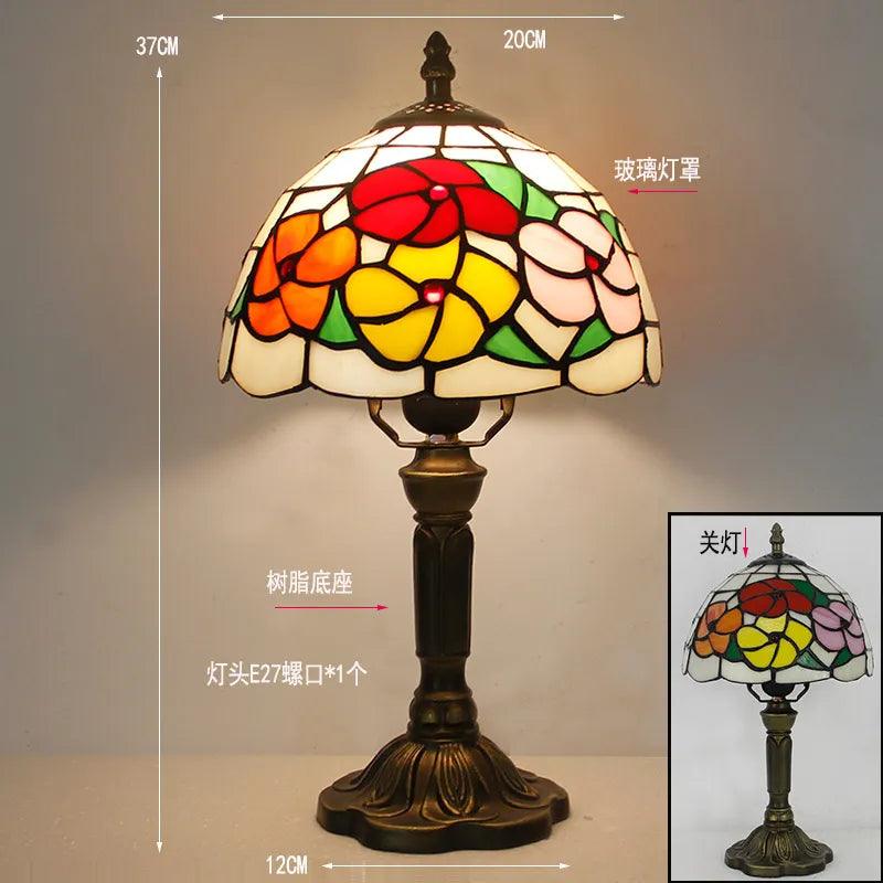 European Tiffany Retro Restaurant Bar Cafe Stained Glass Bedside Bedroom Creative Small Table Lamp E27 AC110V 220V