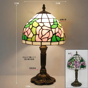 European Tiffany Retro Restaurant Bar Cafe Stained Glass Bedside Bedroom Creative Small Table Lamp E27 AC110V 220V