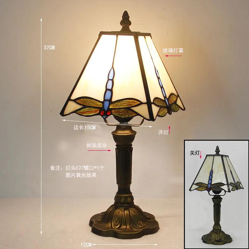 European Tiffany Retro Restaurant Bar Cafe Stained Glass Bedside Bedroom Creative Small Table Lamp E27 AC110V 220V