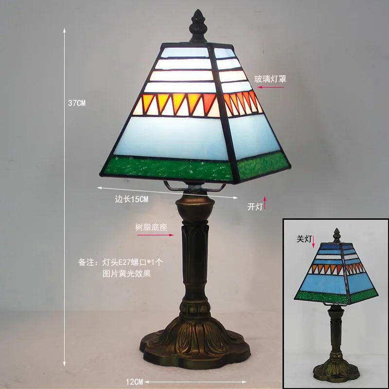 European Tiffany Retro Restaurant Bar Cafe Stained Glass Bedside Bedroom Creative Small Table Lamp E27 AC110V 220V