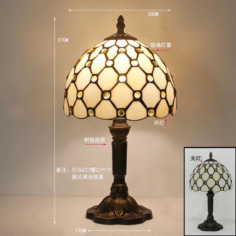 European Tiffany Retro Restaurant Bar Cafe Stained Glass Bedside Bedroom Creative Small Table Lamp E27 AC110V 220V