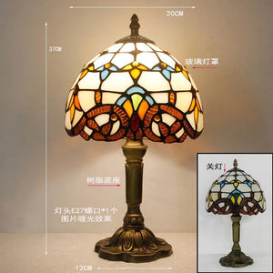 European Tiffany Retro Restaurant Bar Cafe Stained Glass Bedside Bedroom Creative Small Table Lamp E27 AC110V 220V