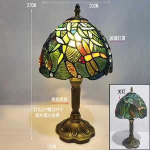 European Tiffany Retro Restaurant Bar Cafe Stained Glass Bedside Bedroom Creative Small Table Lamp E27 AC110V 220V