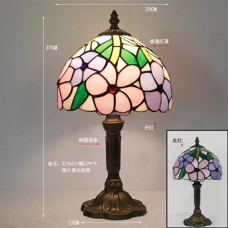 European Tiffany Retro Restaurant Bar Cafe Stained Glass Bedside Bedroom Creative Small Table Lamp E27 AC110V 220V