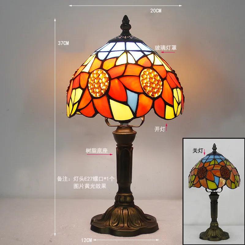 European Tiffany Retro Restaurant Bar Cafe Stained Glass Bedside Bedroom Creative Small Table Lamp E27 AC110V 220V