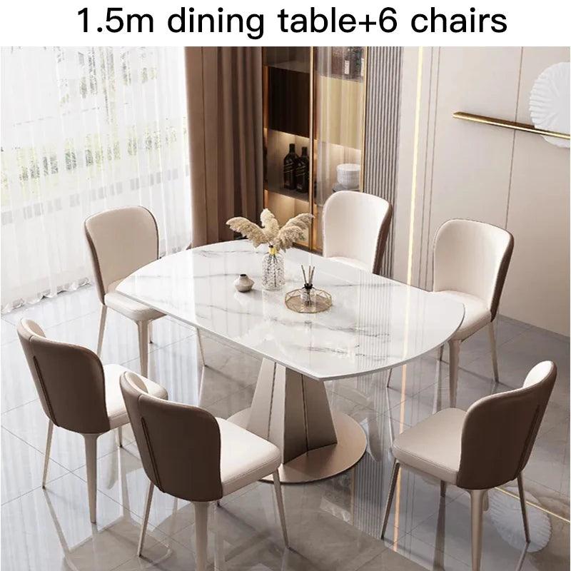 Extendable 6 Seater Dining Table For High-end Restaurant Custom Home Furniture Marble Stone Round Kitchen Table With Turntable