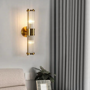 FSS Modern Luxury Gold Crystal Wall Lamp LED Simple Shell Light For Living Room Bedroom Background Bedside Staircase Aisle