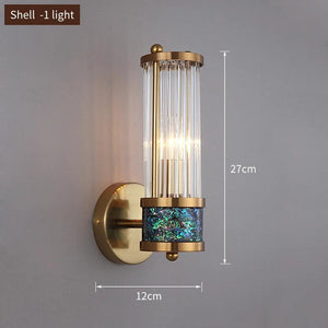 FSS Modern Luxury Gold Crystal Wall Lamp LED Simple Shell Light For Living Room Bedroom Background Bedside Staircase Aisle