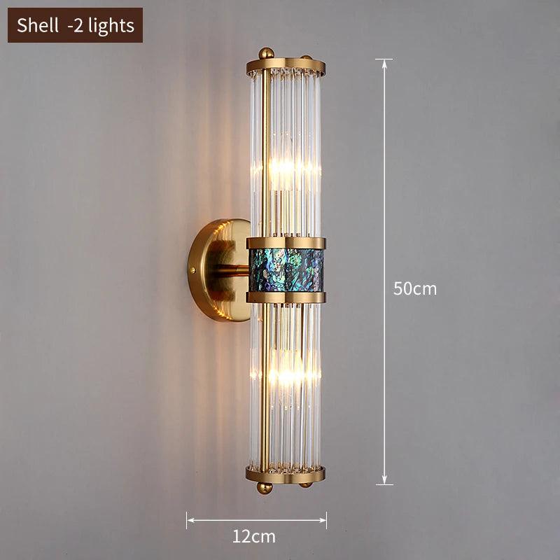 FSS Modern Luxury Gold Crystal Wall Lamp LED Simple Shell Light For Living Room Bedroom Background Bedside Staircase Aisle