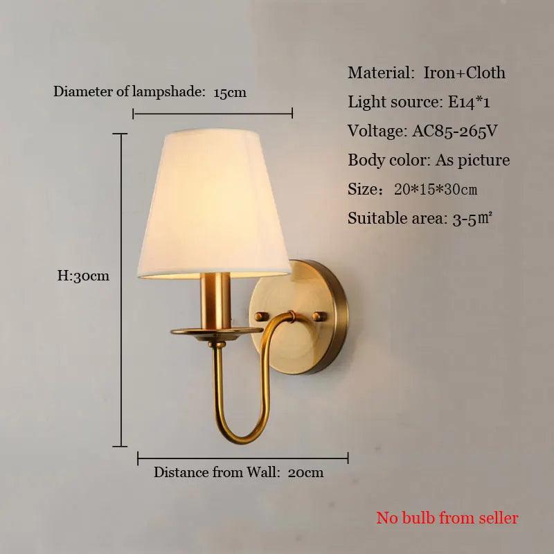 Fabric E14 Wall Lamp Bedroom Bedside Lamp Modern Simple European Style Living Room Hotel Study Office Wall Light Corridor Lamp