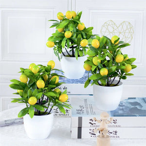 Fake Lemon Tree Bonsai Flower Potted Artificial Plastic Simulation Fruit Plant Pot Landscape Garden Yard Ornaments Home Decor