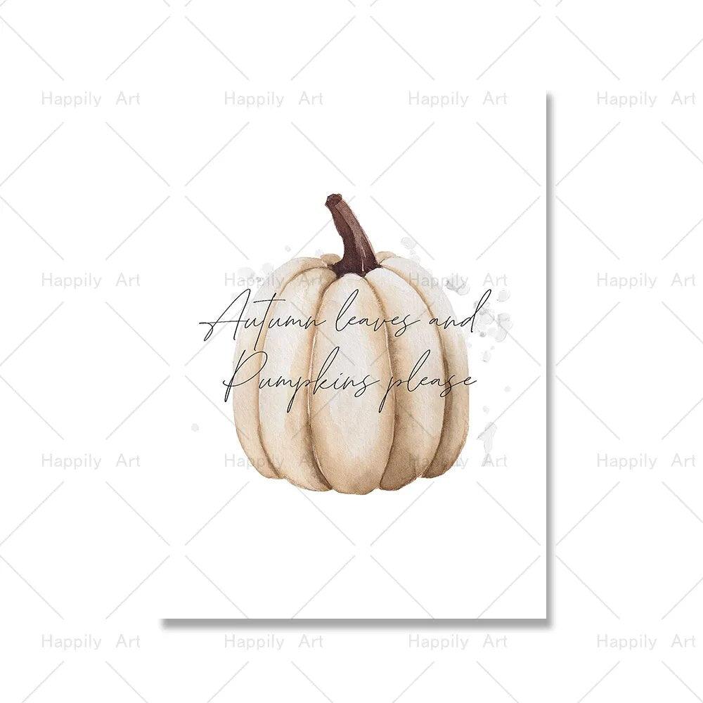 Fall Autumn Sayings Canvas Painting Hello Pumpkin Quote Wall Pictures Children Cartoon Art Print Halloween Poster Home Decor