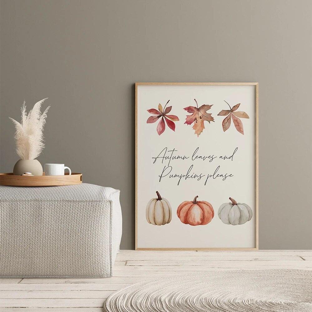 Fall Autumn Sayings Canvas Painting Hello Pumpkin Quote Wall Pictures Children Cartoon Art Print Halloween Poster Home Decor