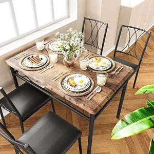 Fancihabor Kitchen Table and Chairs for 4, Dining Table Set for 4, Rectangular Dining Room Table Set with 4 Upholstered Chairs