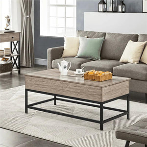 Farmhouse Split Lift Top Coffee Table, Rustic Gray