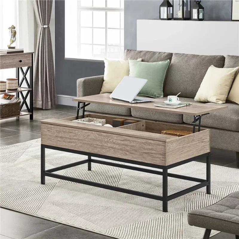 Farmhouse Split Lift Top Coffee Table, Rustic Gray