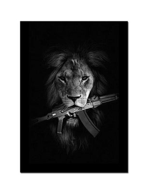 Fashion Black Doberman Dog Lion With A Pistol Poster Canvas Painting Luxury Animal Wall Art Picture For Living Room Home Decor