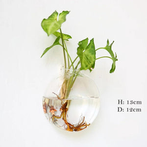 Fashion Wall Hanging Glass Flower Vase Terrarium Wall Fish Tank Aquarium Container Flower Planter Pots Home Garden Decoration