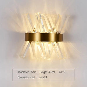 Fast shipping Crystal Golden Modern Indoor Wall Light For Bedroom Bedside Living Room Decoration LED Sconce Lamp Bathroom