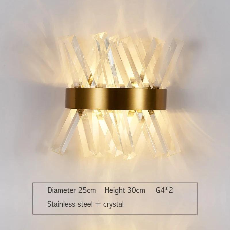 Fast shipping Crystal Golden Modern Indoor Wall Light For Bedroom Bedside Living Room Decoration LED Sconce Lamp Bathroom