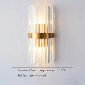 Fast shipping Crystal Golden Modern Indoor Wall Light For Bedroom Bedside Living Room Decoration LED Sconce Lamp Bathroom