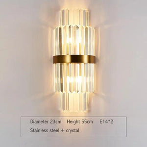 Fast shipping Crystal Golden Modern Indoor Wall Light For Bedroom Bedside Living Room Decoration LED Sconce Lamp Bathroom