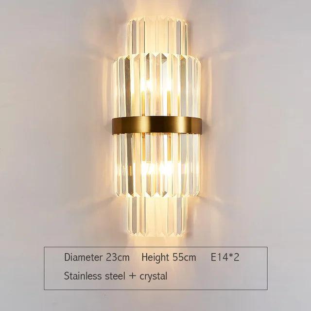 Fast shipping Crystal Golden Modern Indoor Wall Light For Bedroom Bedside Living Room Decoration LED Sconce Lamp Bathroom