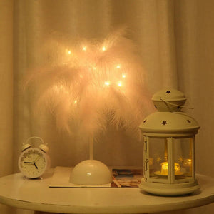 Feather Table Lamp Night Light Home Bedroom Lamps Party Wedding Romantic Room Decoration LED Desk Lamp