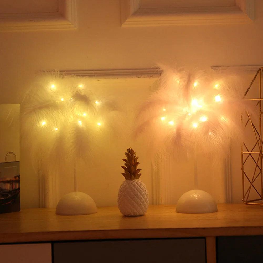 Feather Table Lamp Night Light Home Bedroom Lamps Party Wedding Romantic Room Decoration LED Desk Lamp