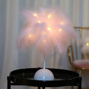 Feather Table Lamp Night Light Home Bedroom Lamps Party Wedding Romantic Room Decoration LED Desk Lamp