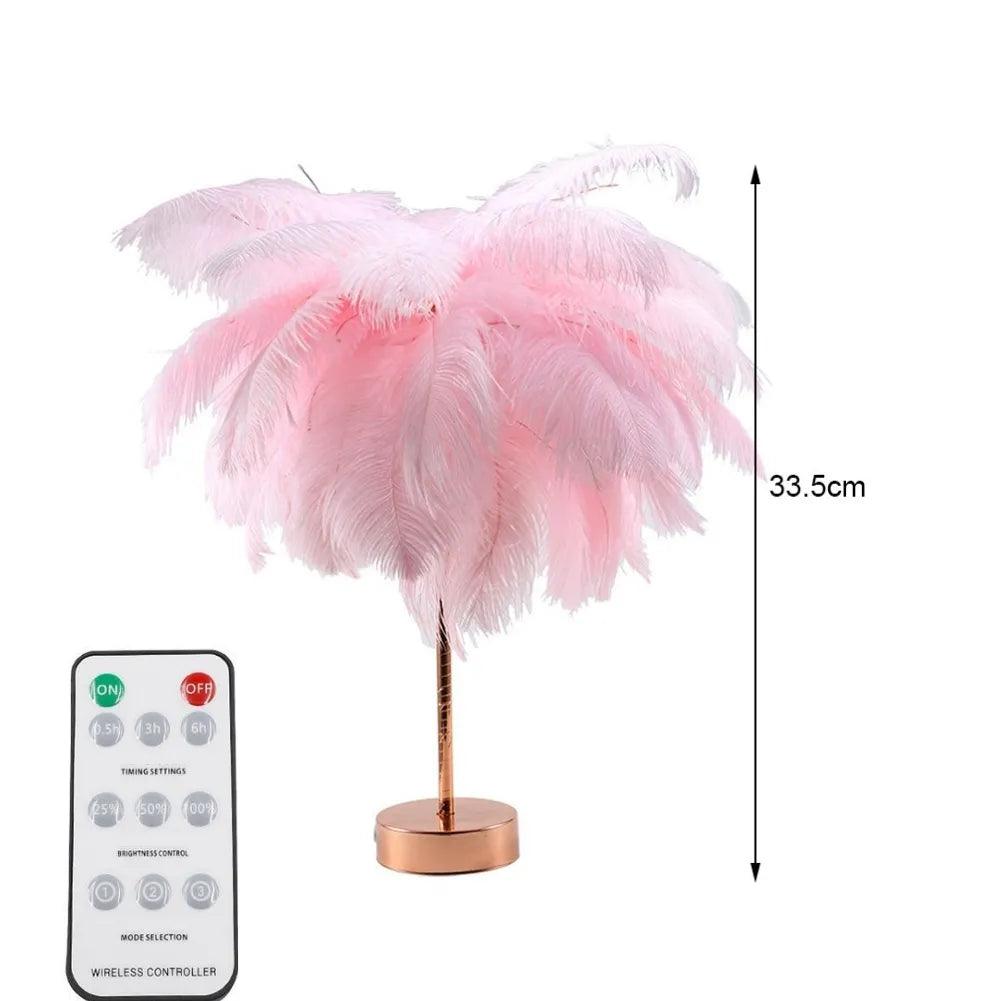 Feather Table Lamp Night Light Home Bedroom Lamps Party Wedding Romantic Room Decoration LED Desk Lamp