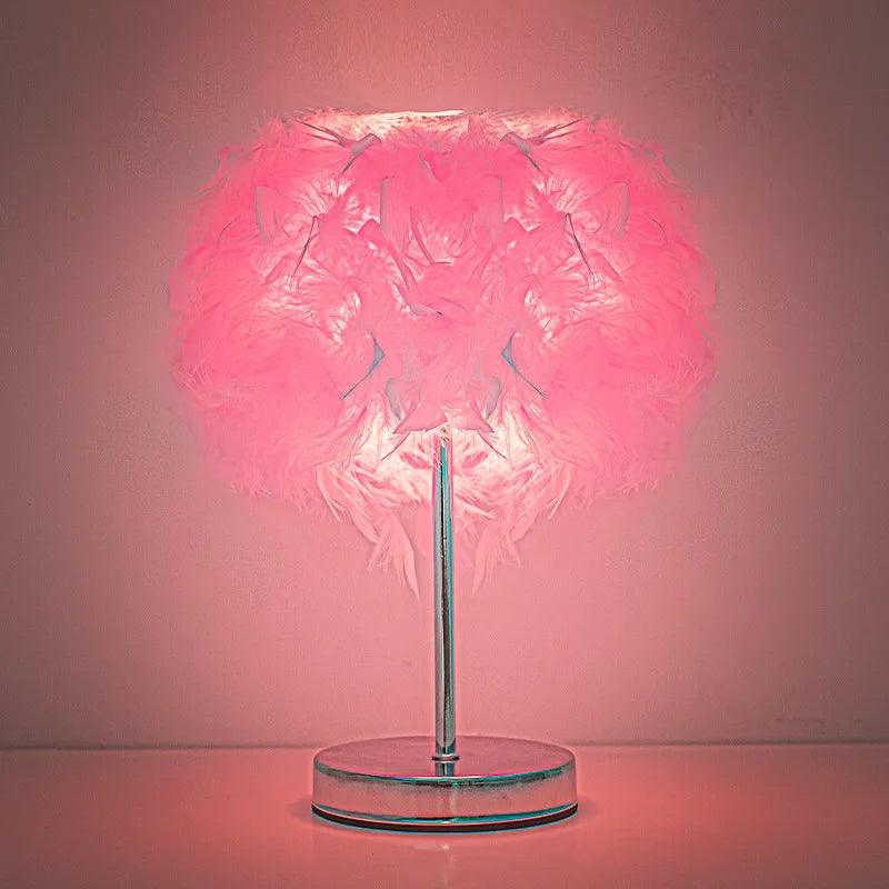 Feather Table Lamp Night Light Home Bedroom Lamps Party Wedding Romantic Room Decoration LED Desk Lamp Wedding Christmas