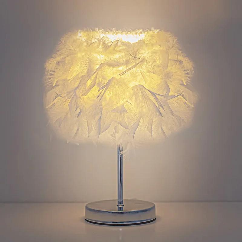 Feather Table Lamp Night Light Home Bedroom Lamps Party Wedding Romantic Room Decoration LED Desk Lamp Wedding Christmas