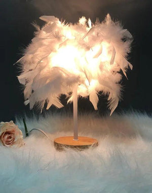 Feather Table Lamp Night Light Home Bedroom Lamps Party Wedding Romantic Room Decoration LED Desk Lamp Wedding Christmas