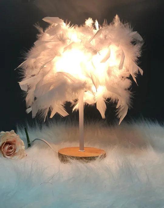 Feather Table Lamp Night Light Home Bedroom Lamps Party Wedding Romantic Room Decoration LED Desk Lamp Wedding Christmas