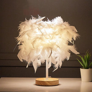 Feather Table Lamp Night Light Home Bedroom Lamps Party Wedding Romantic Room Decoration LED Desk Lamp Wedding Christmas