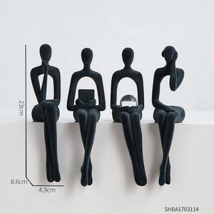 Felt Abstract Figure Sculpture & Figurine for Interior Modern Home Decoration Resin Statue Aesthetic Living Room Decor Ornaments