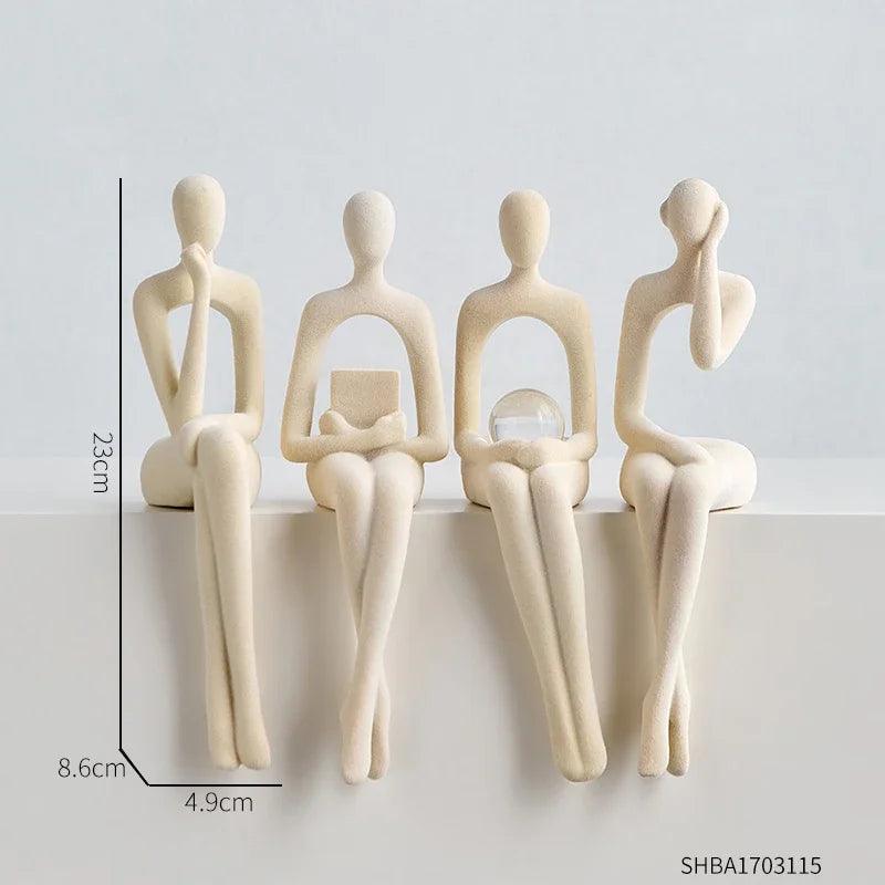 Felt Abstract Figure Sculpture & Figurine for Interior Modern Home Decoration Resin Statue Aesthetic Living Room Decor Ornaments