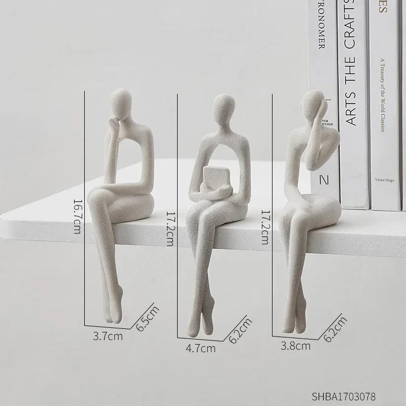 Felt Abstract Figure Sculpture & Figurine for Interior Modern Home Decoration Resin Statue Aesthetic Living Room Decor Ornaments