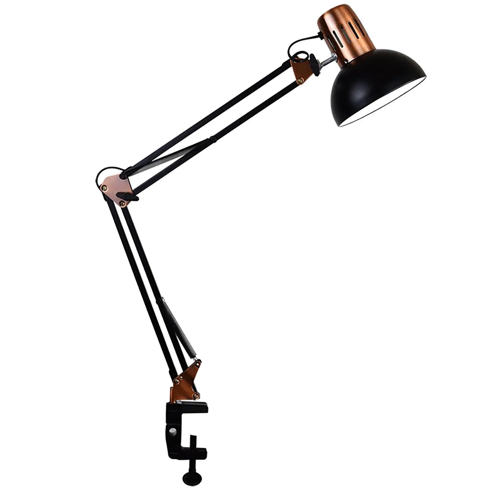 Foldable Desk Lamp Clip on Light Telescopic Eye Protection Retro Bedroom Office Computer Table Lamp Home Decor for E27 Bulb