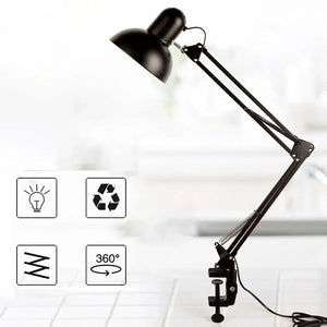 Foldable Desk Lamp Clip on Light Telescopic Eye Protection Retro Bedroom Office Computer Table Lamp Home Decor for E27 Bulb