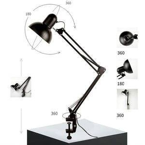 Foldable Desk Lamp Clip on Light Telescopic Eye Protection Retro Bedroom Office Computer Table Lamp Home Decor for E27 Bulb