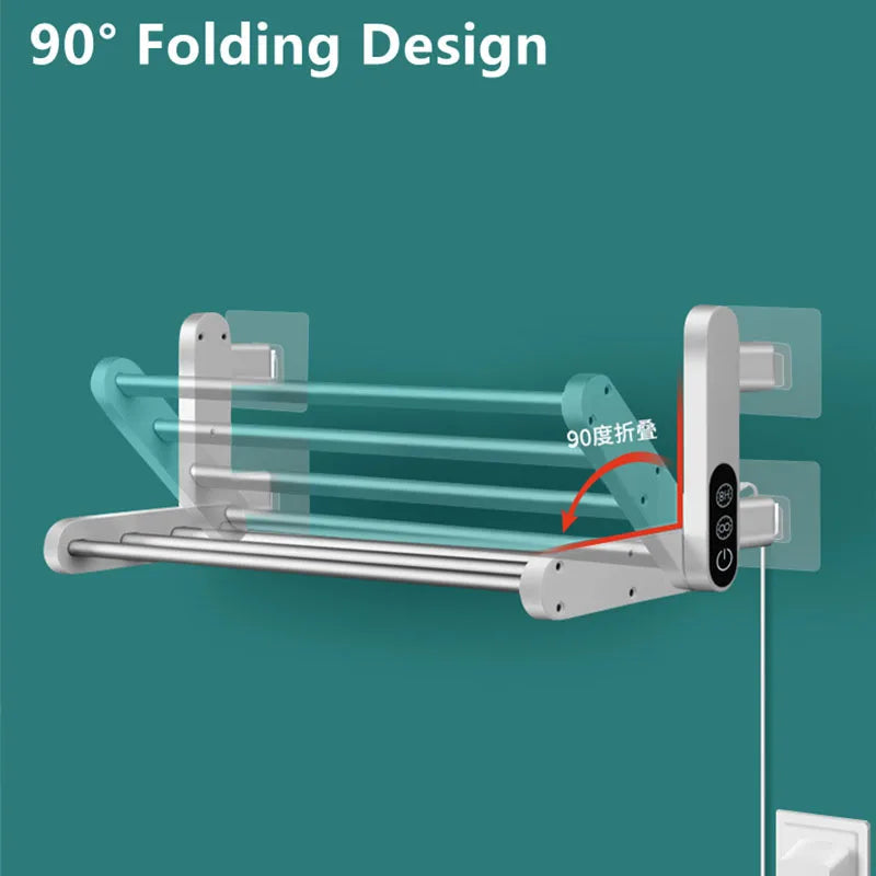 Foldable Intelligent Bathroom Electric Timing Towel Dryer Warmer Wall Mounted Carbon Fiber Heating Appliance