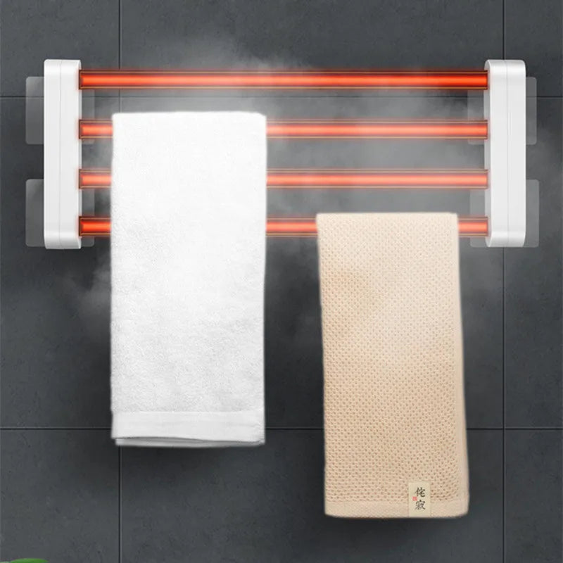 Foldable Intelligent Bathroom Electric Timing Towel Dryer Warmer Wall Mounted Carbon Fiber Heating Appliance