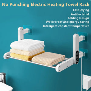 Foldable Intelligent Bathroom Electric Timing Towel Dryer Warmer Wall Mounted Carbon Fiber Heating Appliance