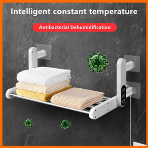 Foldable Intelligent Bathroom Electric Timing Towel Dryer Warmer Wall Mounted Carbon Fiber Heating Appliance