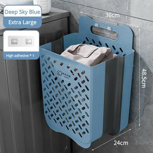 Folding Bathroom Laundry Basket Wall-mounted Dirty Clothes Storage Basket Household Laundry Bag Laundry Bathroom Organizer